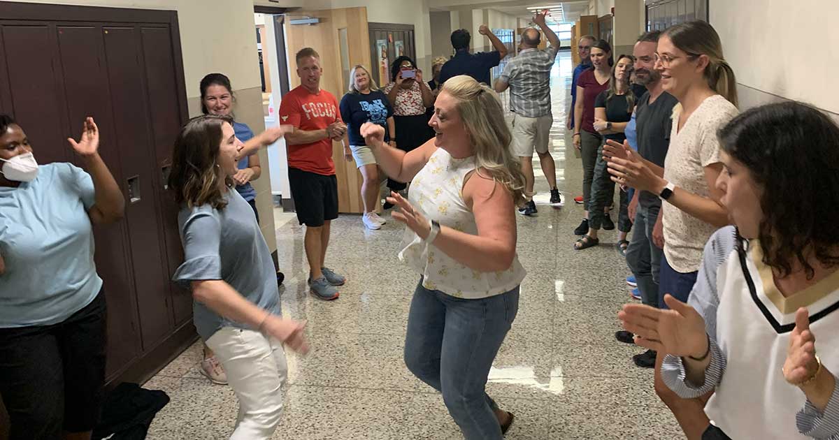 teachers dance in the halls