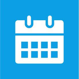 White calendar icon on a light blue background